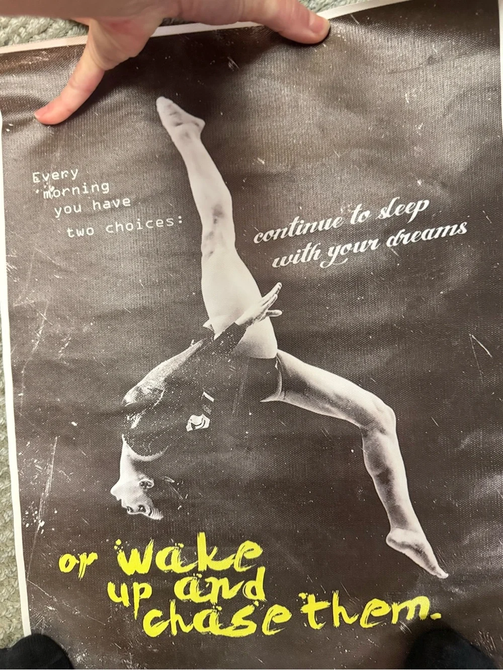 (New) Black and White Gymnastics Motivational Poster on heavy Vinyl & Art tube